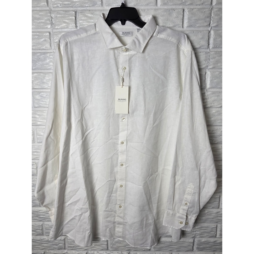 Murano Baird McNutt linen polyester shirt Men's 3XT Tall l/s button up White NWT